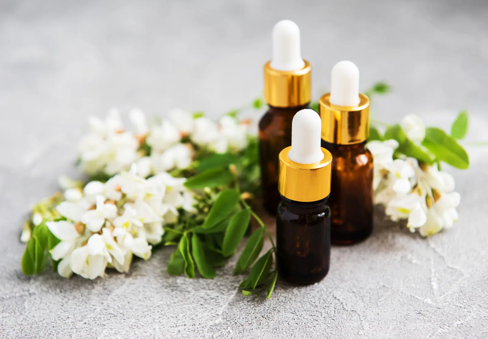 acacia essential oil bottles