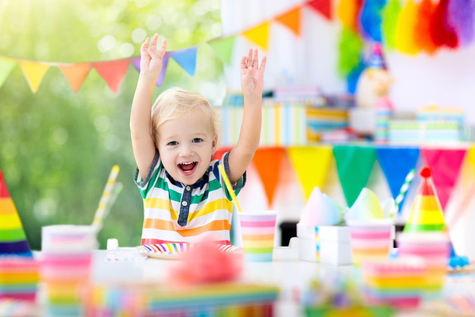 smiling kid - three years old birthday party