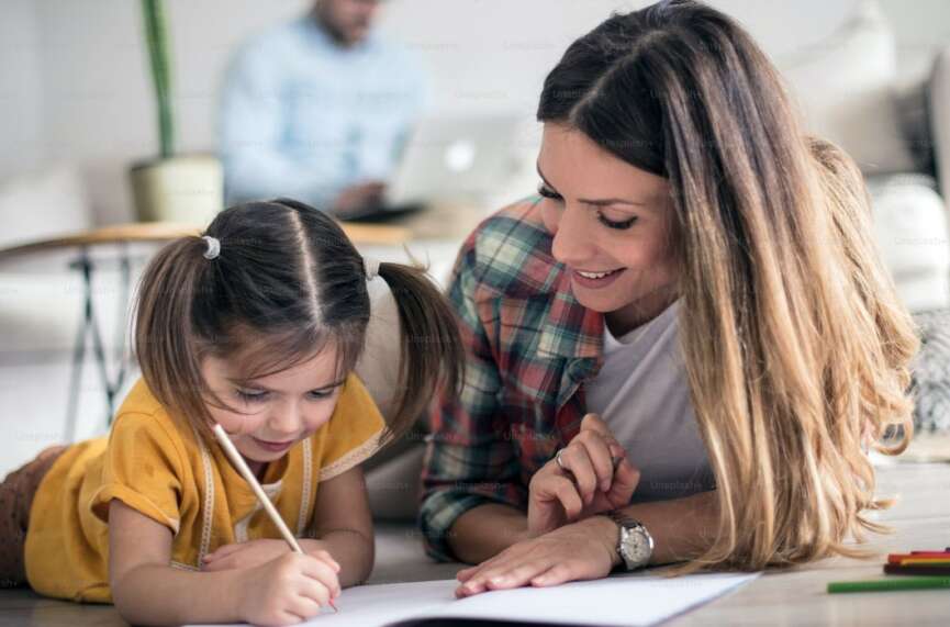 moms teaching daughters